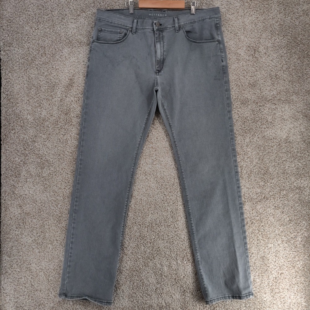 Mott & Bow Jeans Men's 38x34 Stone Wash Gray Slim Stretch Denim